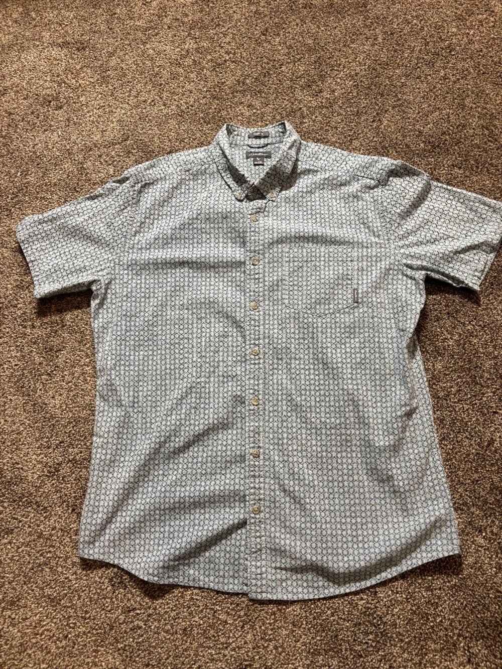Men's Patterned Button-Down Shirt in Gray/White - Size XL